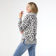 Johanna Printed Top with Side Collar Zipper - White/Black