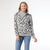 Johanna Printed Top with Side Collar Zipper - White/Black