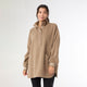 Lindi Loose Fitting Quarter Snap Front Top with Pockets - Mushroom