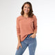 Maylee Soft Brushed V-Neck Top - Dusty Apricot