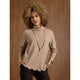 Ariana Turtleneck Top with Scalloped Trim - Beige