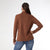 Ariana Turtleneck Top with Scalloped Trim - Chocolate