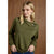 Phoenix Quilted Button Mock Neck Top - Mid Heather Grey