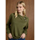Phoenix Quilted Button Mock Neck Top - Olive