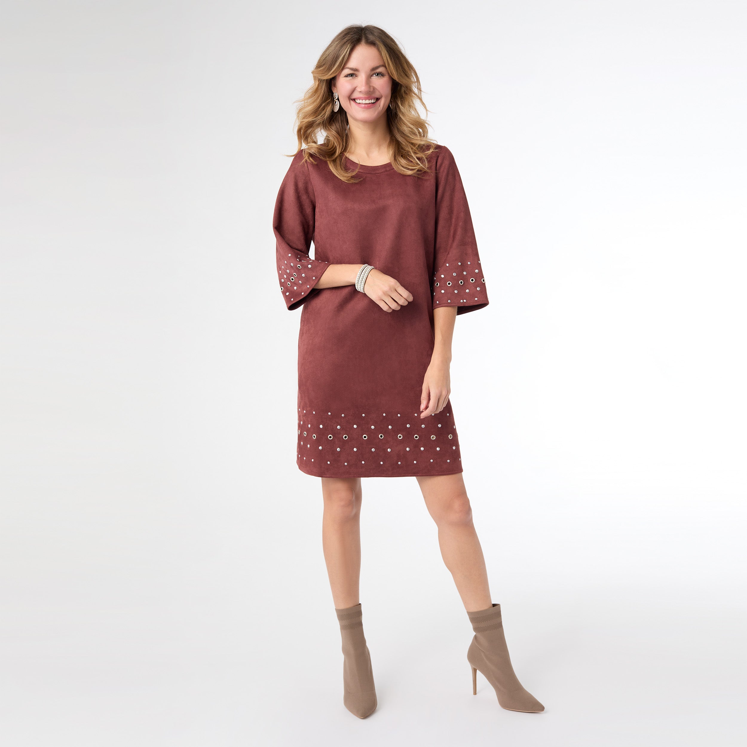 red faux suede dress Faux Suede Moto Dress bebe