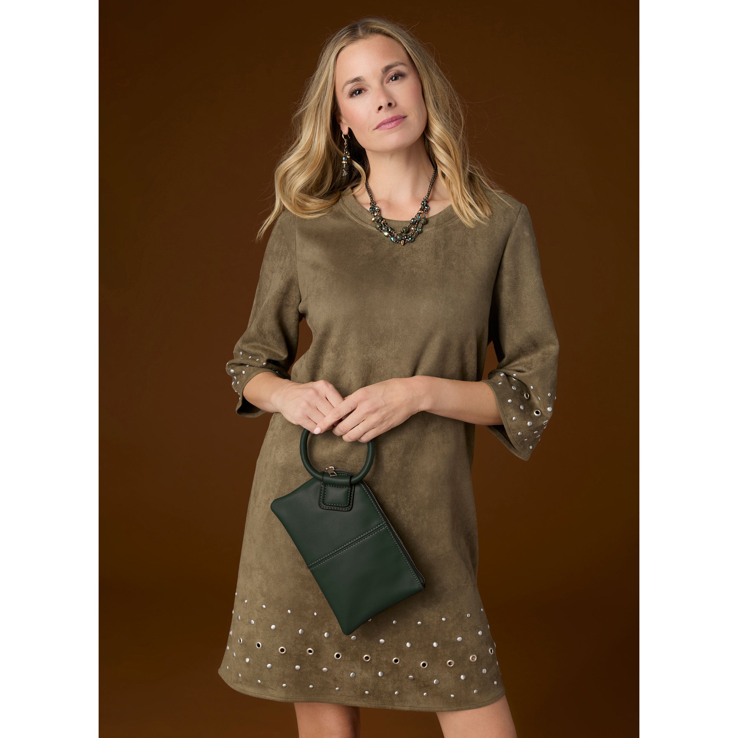 Seri Faux Suede Dress with Rivet Detail - Final Sale S/M Seri Faux Suede Dress with Rivet Detail - Final Sale S/M
