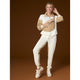 Hilarie Two-Tone Zip Front Sweatshirt - Camel/Ivory