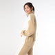 Hilarie Two-Tone Zip Front Sweatshirt - Camel/Ivory