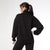 Hilarie Two-Tone Zip Front Sweatshirt - Black/Ivory