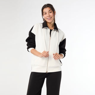 Hilarie Two-Tone Zip Front Sweatshirt