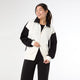 Hilarie Two-Tone Zip Front Sweatshirt - Black/Ivory