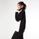 Hilarie Two-Tone Zip Front Sweatshirt - Black/Ivory