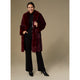 Evelyn Faux Fur Shawl Collar Coat - Merlot