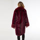 Evelyn Faux Fur Shawl Collar Coat - Merlot