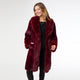 Evelyn Faux Fur Shawl Collar Coat - Merlot