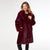 Evelyn Faux Fur Shawl Collar Coat - Merlot