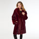 Evelyn Faux Fur Shawl Collar Coat - Merlot