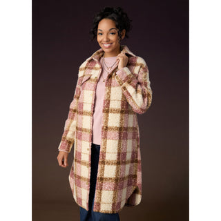 Ella Colorblock Shacket - Dusty Rose/Tan