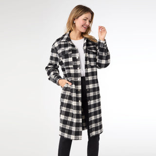 Edith Plaid Shacket - Black/White