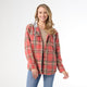 Quinn Hooded Plaid Shacket - Salmon Red