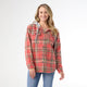 Quinn Hooded Plaid Shacket - Salmon Red