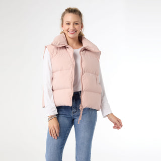 Jessica Down Filled Vest with Duo Zipper - Dusty Rose