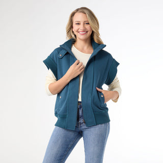 Kaitlyn Zipper Front Vest - Deep Teal