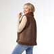 Brittni Faux Suede Sherpa Lined Vest - Chocolate