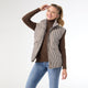Talen Printed Down Filled Vest - Brown/Ivory