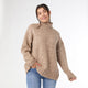 Joyce Marled Long Sleeve Mock Neck Sweater - Mushroom