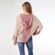 Neville Multi Color V-Neck Sweater with Hood - Burgundy/Natural