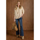 Helix Crew Neck Sweater with Side Slit - Oatmeal