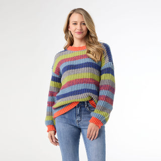 Ronado Multi Stripe Crew Neck Sweater - Multi Stripe XS - Multi Stripe