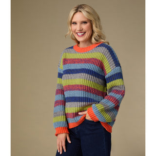 Ronado Multi Stripe Crew Neck Sweater - Multi Stripe XS - Multi Stripe