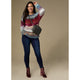 Madge Multi Stripe Loose Ombre Sweater - Merlot/Mushroom/Blue
