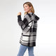 Hawthorn Plaid Hooded Cardigan - Black/Grey/Ivory