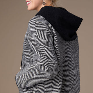 Kendrick Hooded Button Front Cardigan - Black/Winter White