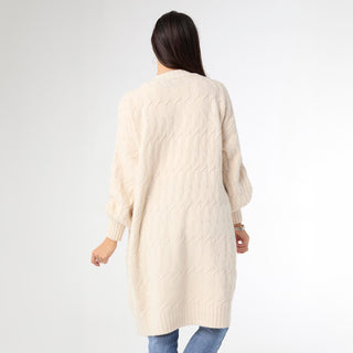Summit Cable Knit Open Cardigan - Ivory