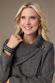 Billy Herringbone Cardigan with Clasp - Black