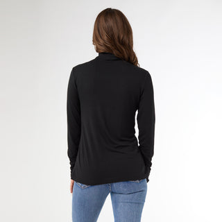 Myra Long Scrunch Sleeve Turtleneck - Black