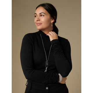Myra Long Scrunch Sleeve Turtleneck - Black
