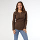 Kym Soft Henley Top with Buttons - Chocolate