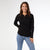 Kym Soft Henley Top with Buttons - Black