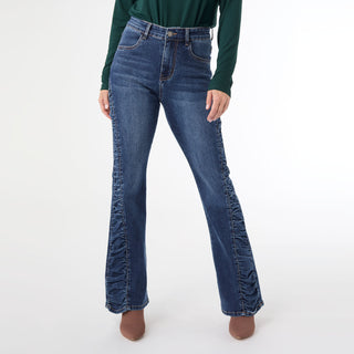 EverStretch Flare with Side Rouching - Dark Denim