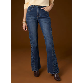 EverStretch Flare with Side Rouching - Dark Denim