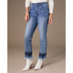 EverStretch Straight Ankle with Bottom Embroidery - Medium Denim