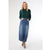 EverStretch Long Skirt with Front Slit - Dark Denim