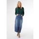 EverStretch Long Skirt with Front Slit - Dark Denim
