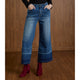 Bambu Soft Wide Leg Crop with Contrast Bottom - Medium Denim