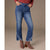 Bambu Soft Straight Ankle with Crossover Fringe Bottom - Dark Denim